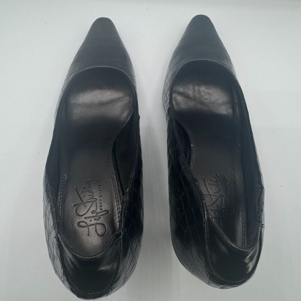 Life Stride Soft System Women's Shoes Sz 9 Black Faux Reptile Pumps 3" Heels - Picture 4 of 12